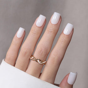 beetles Gel Polish Short Square Press on Nails milky white packaging