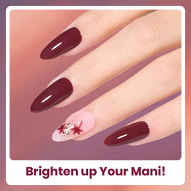 beetles Gel Polish showing rich burgundy shade on nails