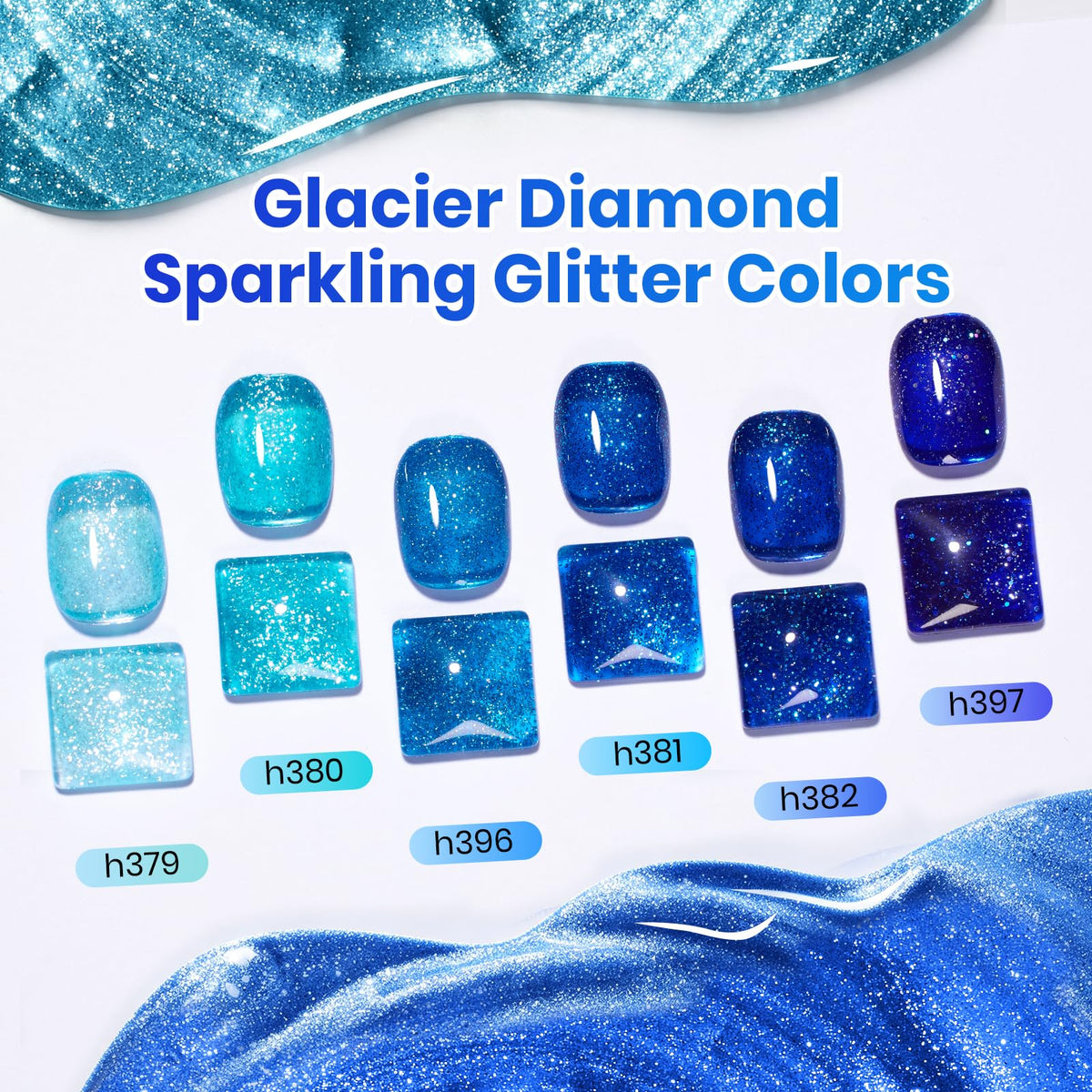 beetles Gel Polish six shades of blue gel polish bottles