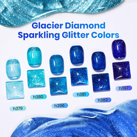beetles Gel Polish six shades of blue gel polish bottles
