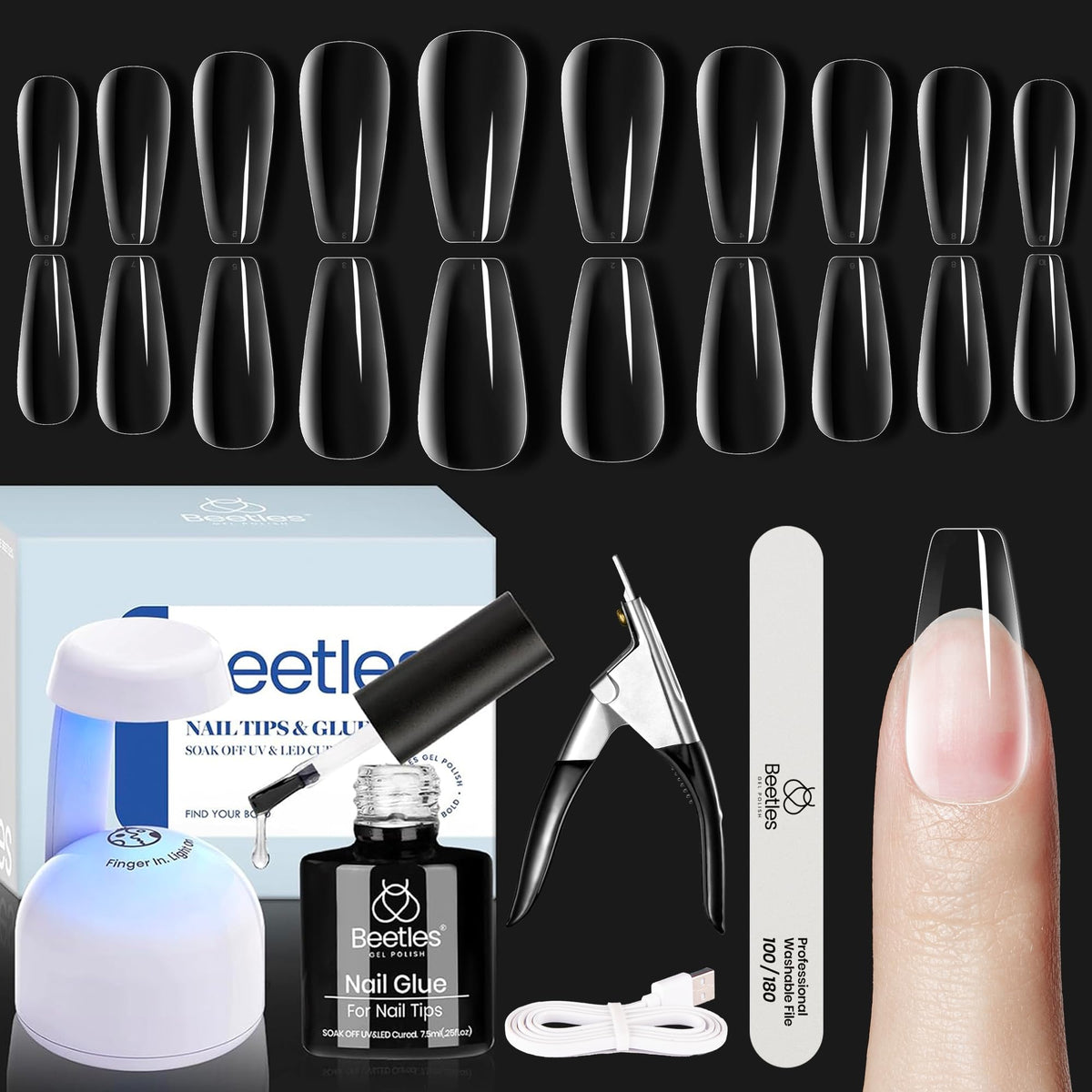 beetles Gel Polish Soft Gel Nail Kit with UV/LED lamp and nail tips