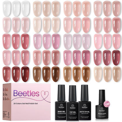 beetles Gel Polish Soft Tint Nude Gel Nail Polish Set with 20 colours