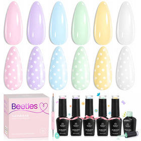 beetles Gel Polish Spring Pastel Gel Nail Polish Set front view with 6 bottles