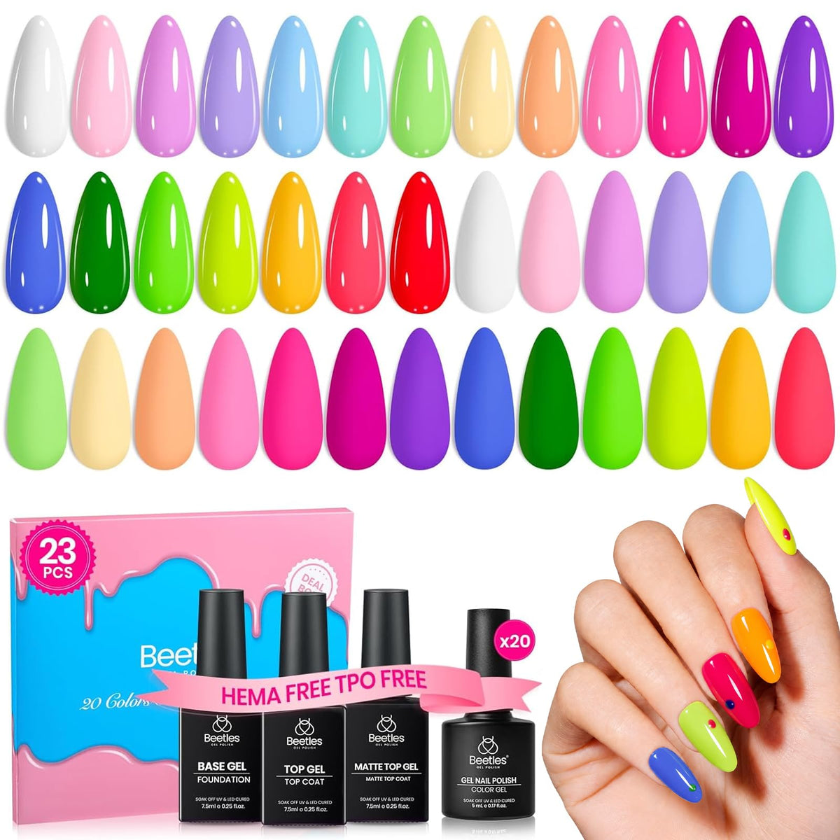 beetles Gel Polish Summer Gel Nail Polish Set with 20 colours front view