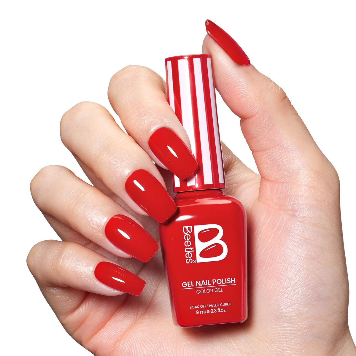 beetles Gel Polish Sunburn Red bottle side view