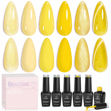 beetles Gel Polish Sunshine Lemonade Yellow Gel Nail Polish Set front view