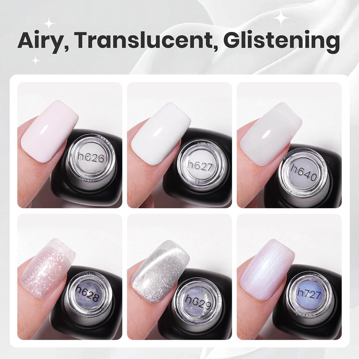 beetles Gel Polish swatches of six shades on a nail wheel