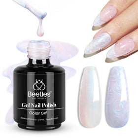 beetles Gel Polish Swirling Clouds 15ML pearl white gel polish front view