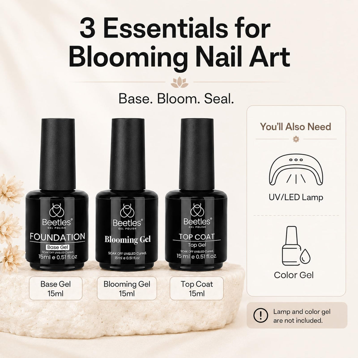 beetles Gel Polish top coat bottle close-up