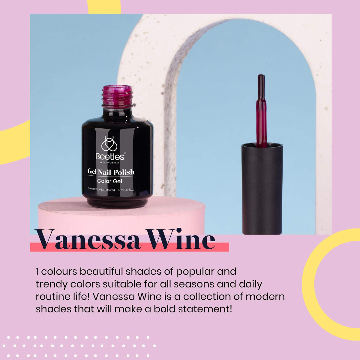 beetles Gel Polish Vanessa Wine with LED lamp