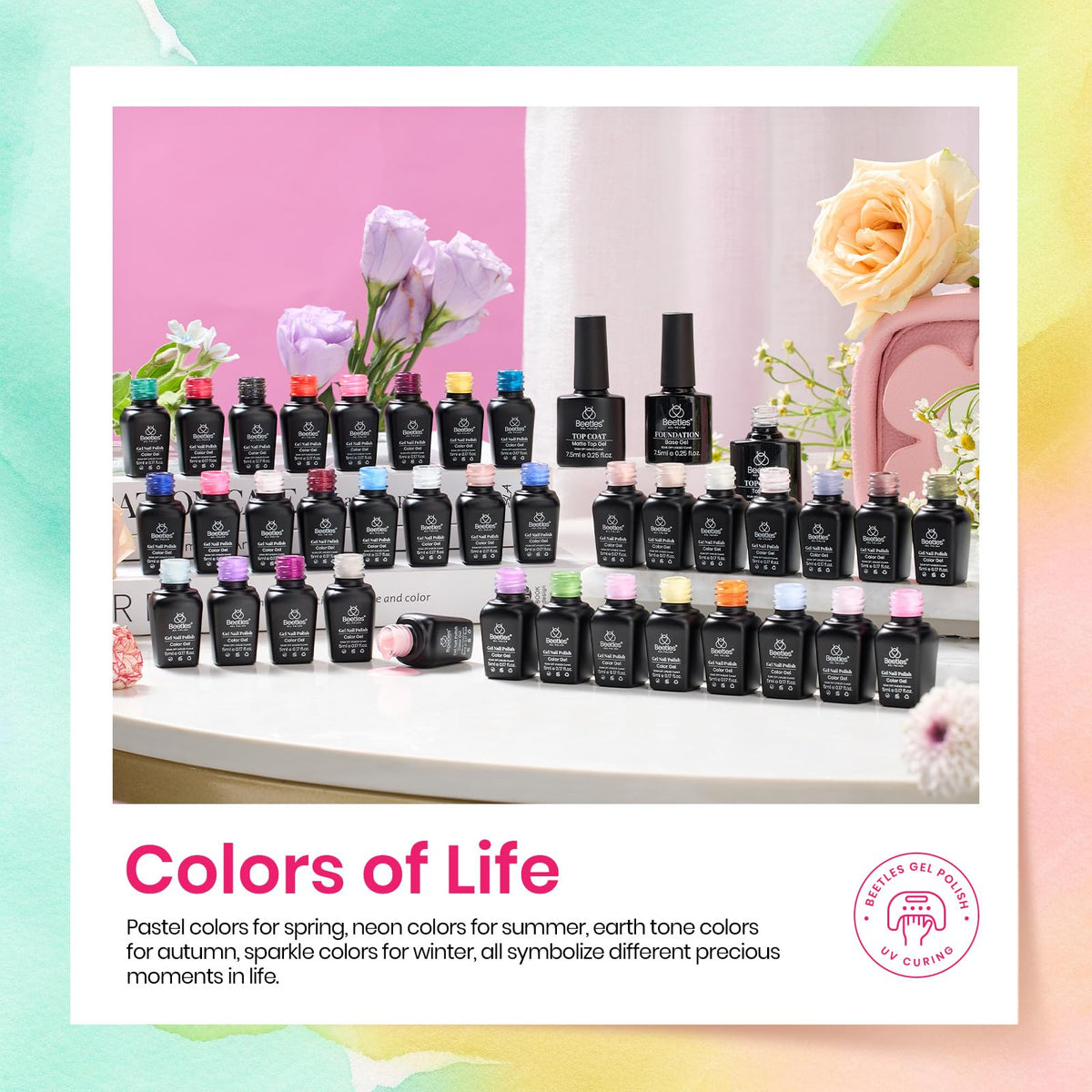 beetles Gel Polish vibrant colour palette display