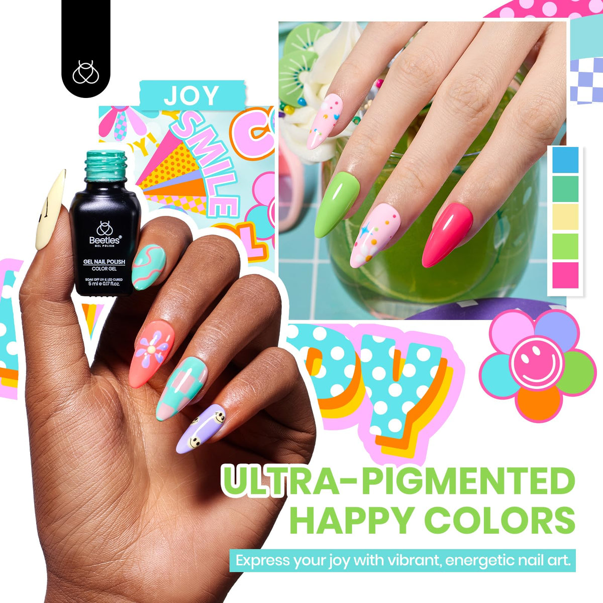 beetles Gel Polish vibrant colour selection with tools