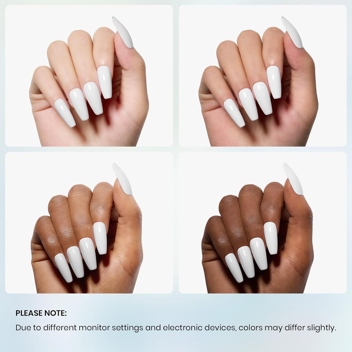 beetles Gel Polish White Gel Nail Polish 15ml on a nail art display