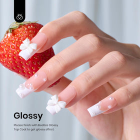 beetles Gel Polish White Gel Nail Polish 15ml with brush close-up