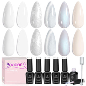 beetles Gel Polish White Gel Nail Polish Set front view with six bottles