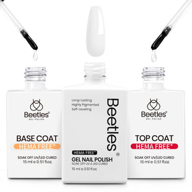 beetles Gel Polish White Gel Nail Polish Set with base and top coat