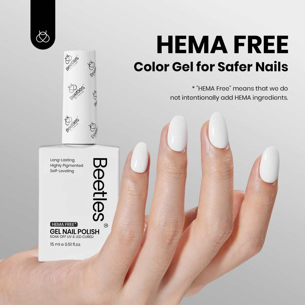 beetles Gel Polish White Gel Polish 15ml bottle with cap