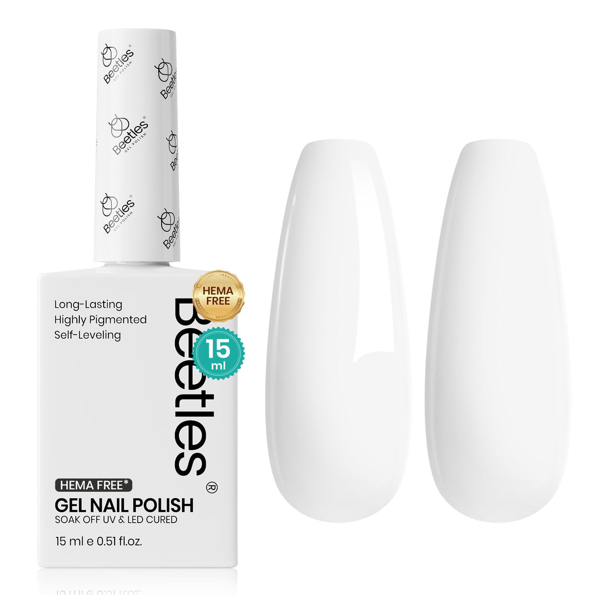 beetles Gel Polish White Gel Polish 15ml front view