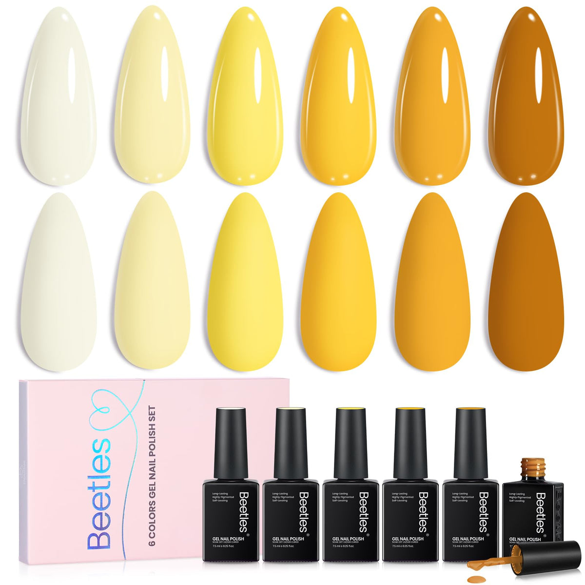 beetles Gel Polish Yellow Gel Polish Set with six bottles in various shades