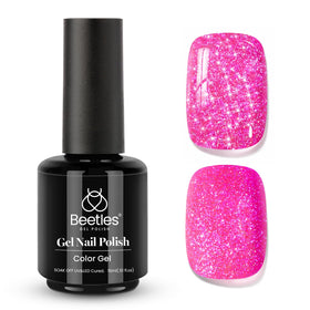 beetles Glitter Gel Nail Polish Hot Pink 15ML front view