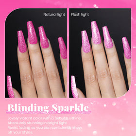 beetles Glitter Gel Nail Polish Hot Pink bottle with glitter