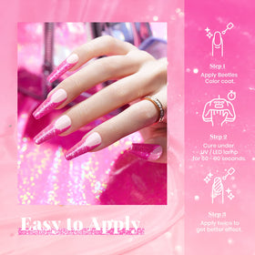 beetles Glitter Gel Nail Polish Hot Pink close-up of glitter