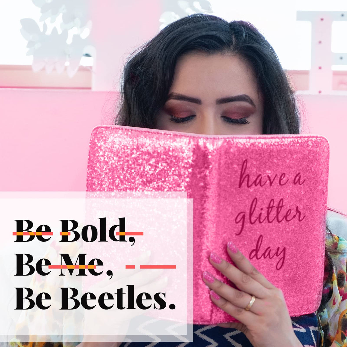 beetles Glitter Gel Nail Polish Hot Pink packaging