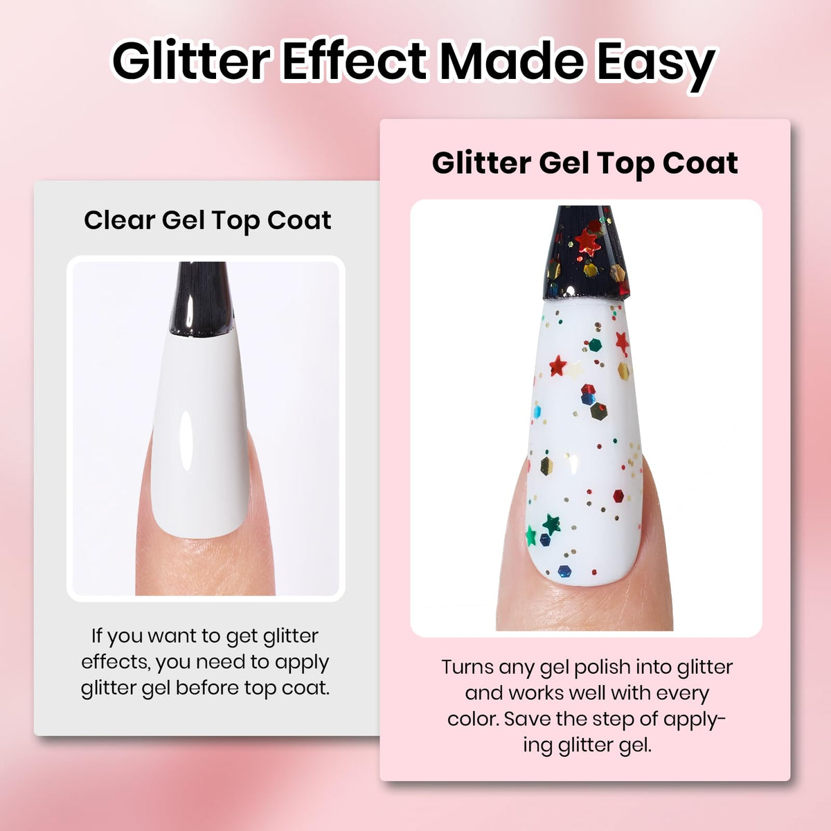 beetles Glitter Gel Top Coat in various colours