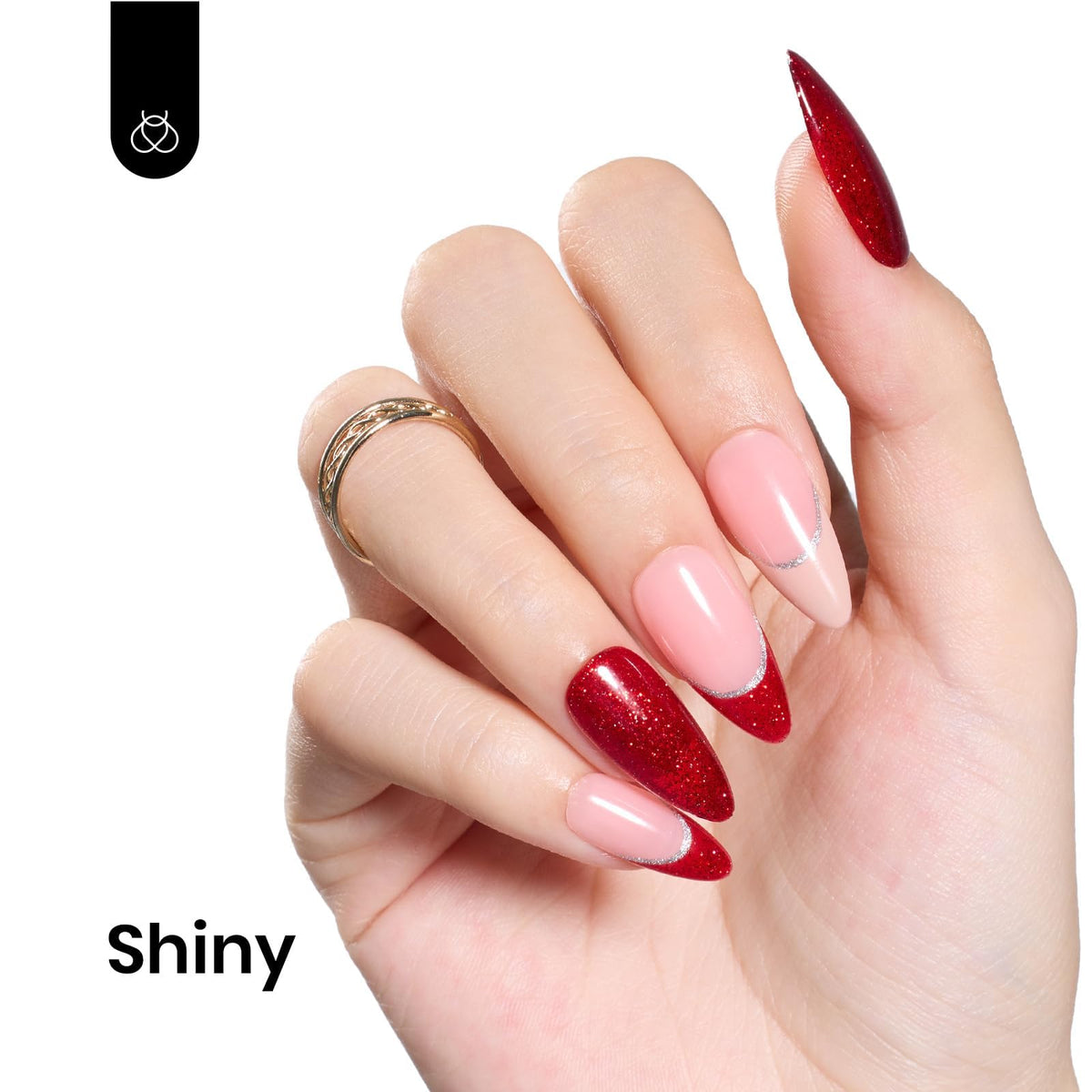 beetles Glitter Red Gel Nail Polish 0.5Oz application brush