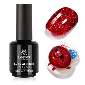 beetles Glitter Red Gel Nail Polish 0.5Oz front view