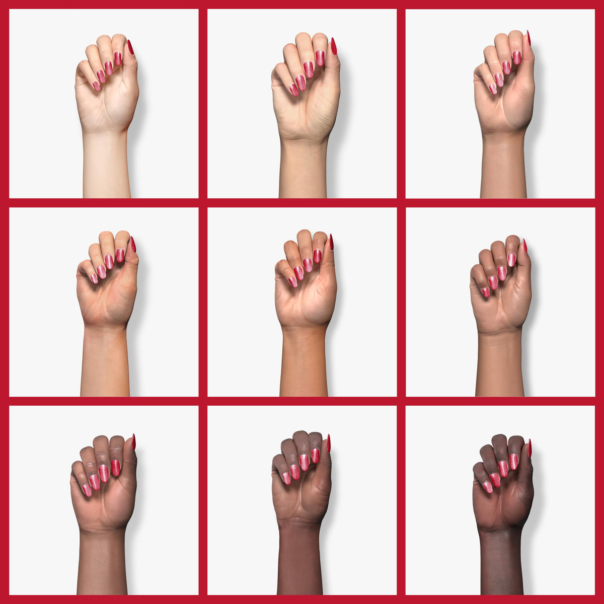 beetles Glitter Red Gel Nail Polish 0.5Oz on nails