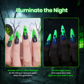 beetles Glow In The Dark Gel Nail Polish Neon Green bottle side view