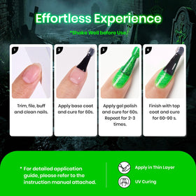 beetles Glow In The Dark Gel Nail Polish Neon Green bottle with nail art tools