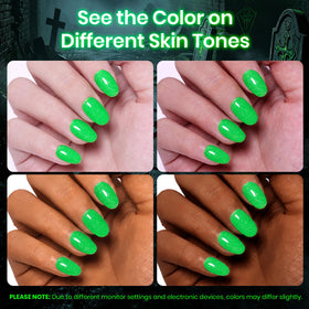 beetles Glow In The Dark Gel Nail Polish Neon Green close-up of shimmer
