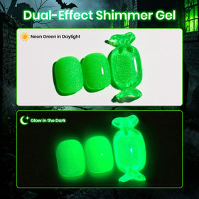 beetles Glow In The Dark Gel Nail Polish Neon Green under UV light