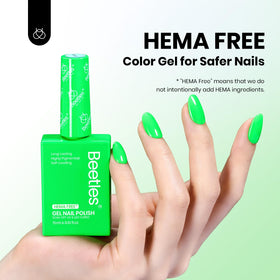 Beetles Green Gel Nail Polish 15ml bottle side view