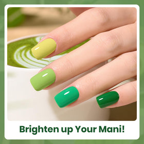 Beetles Green Gel Polish Set packaging with all 6 colours
