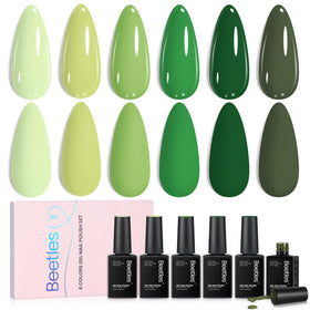 Beetles Green Gel Polish Set with 6 bottles front view