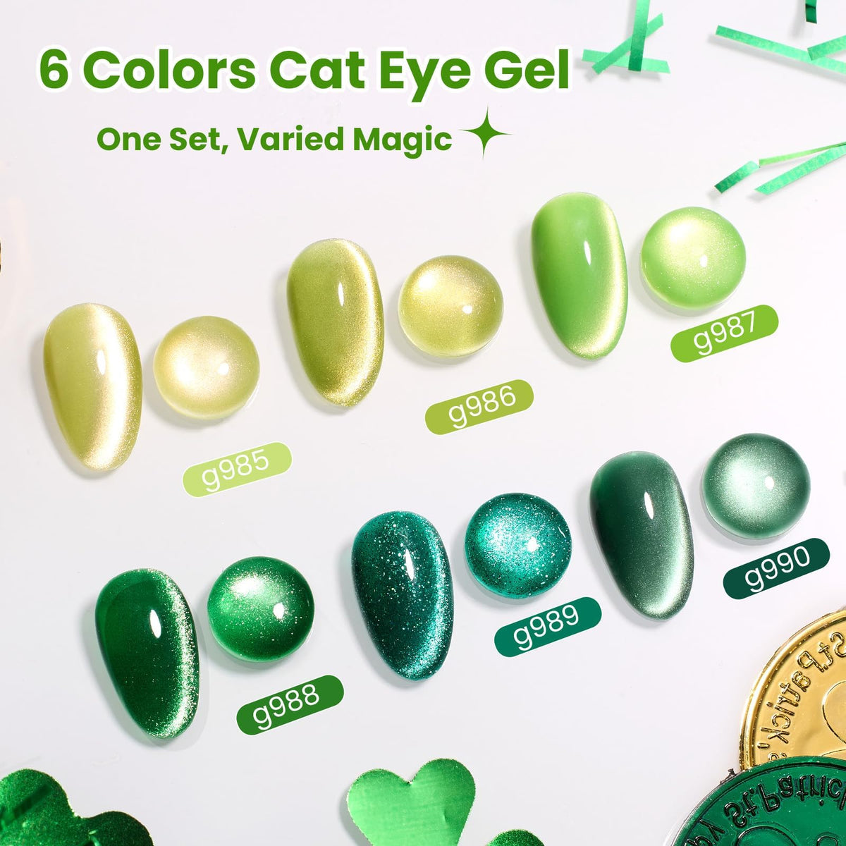 beetles Green Spirit Cat Eye Gel Nail Polish application process