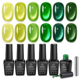 beetles Green Spirit Cat Eye Gel Nail Polish Set, 6 colours front view