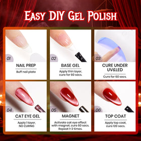 beetles Halloween Gel Nail Polish Set displayed with accessories