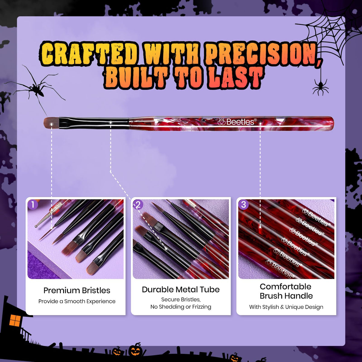 beetles Halloween nail art brushes in a stylish arrangement