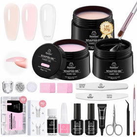 beetles Hard Gel Nail Extension Kit with three gel colours and accessories