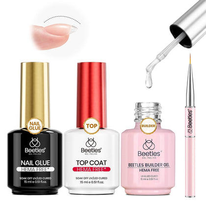 beetles HEMA-Free Nail Extension Kit front view with gel glue and top coat