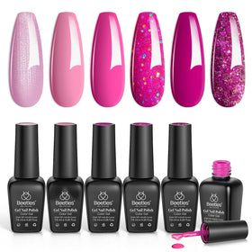 beetles Hot Pink Gel Polish Set with six bottles of gel polish