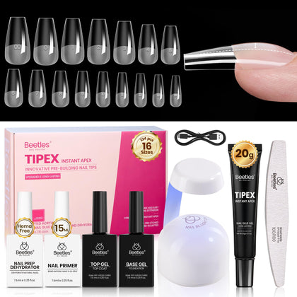 Beetles Instant Apex Nail Tips Kit, medium coffin tips front view