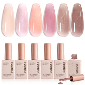 beetles Jelly Gel Nail Polish Set 6 colours front view