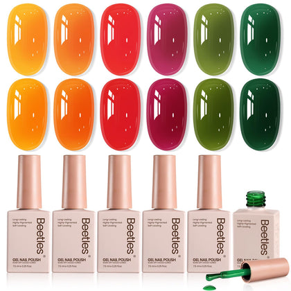Beetles Jelly Gel Nail Polish Set with 6 colours front view