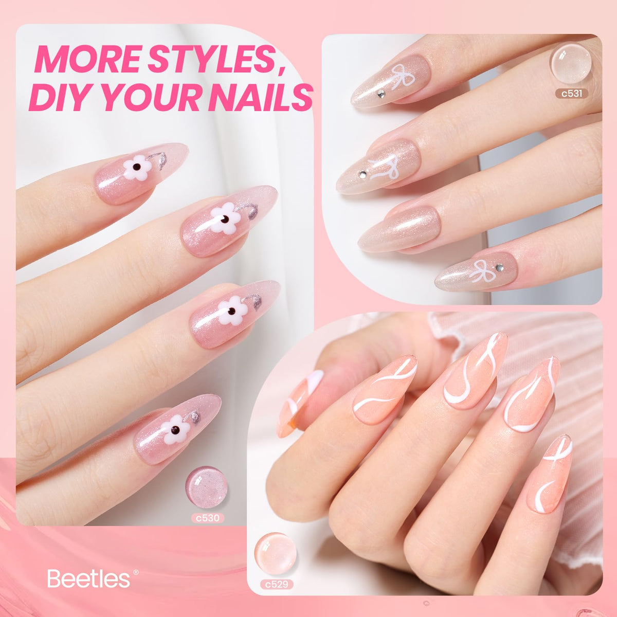 beetles Jelly Gel Nail Polish swatch on nails