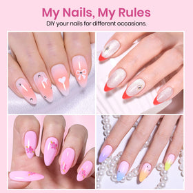 beetles Medium Almond Nail Tips showing various sizes